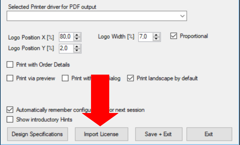 Import License Button